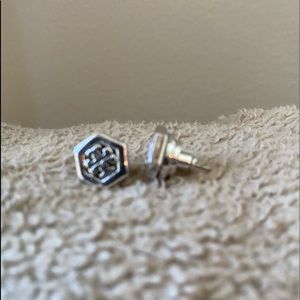 Silver post Tory Burch earrings.